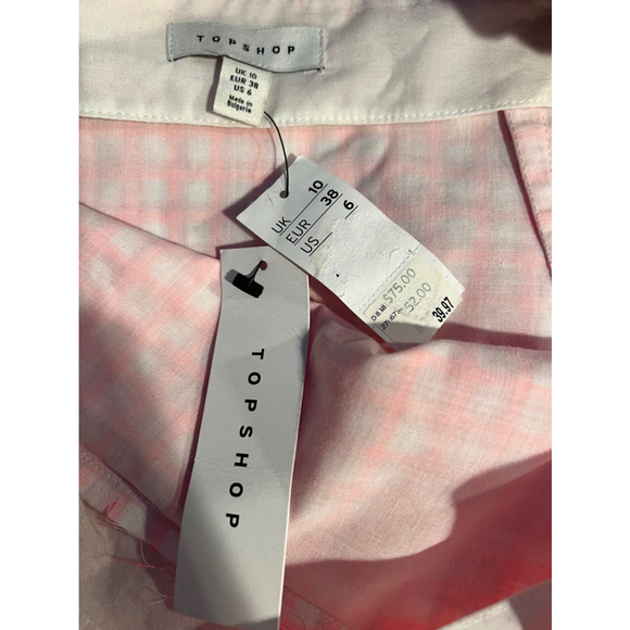 NWT Women's Topshop Pink Gingham Ruffle Skirt Size US 6 - Picture 7 of 11